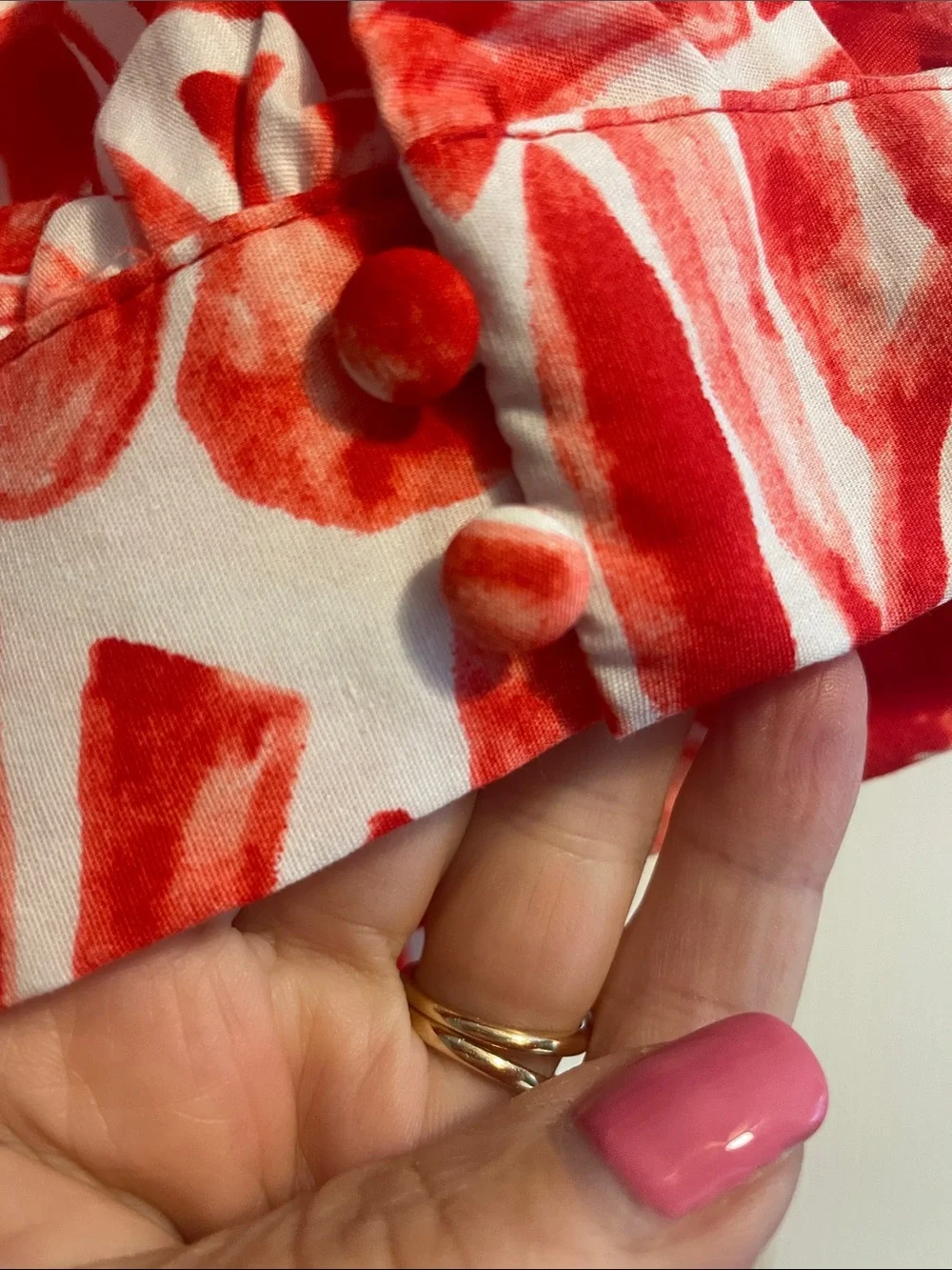 NWOT Crown and Ivy Red and White Tropical Print Flutter-Sleeve Blouse Size XL - Picture 5 of 7
